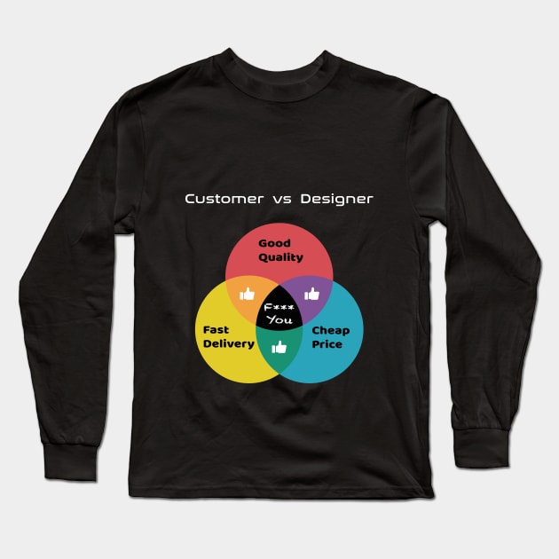 Customer vs Designer, Pick two rule Long Sleeve T-Shirt by RomArte